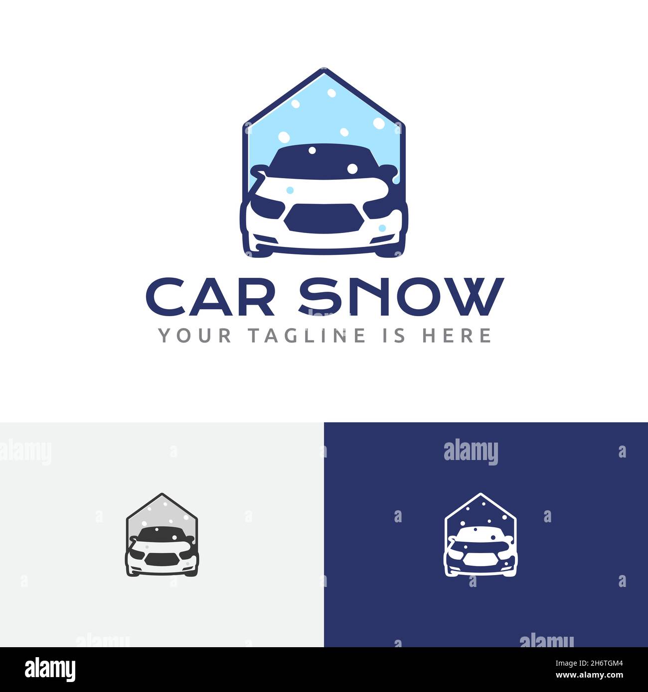 Nettoyage de la voiture lavage à la neige lave-glace de la maison de voiture logo de service automatique Illustration de Vecteur