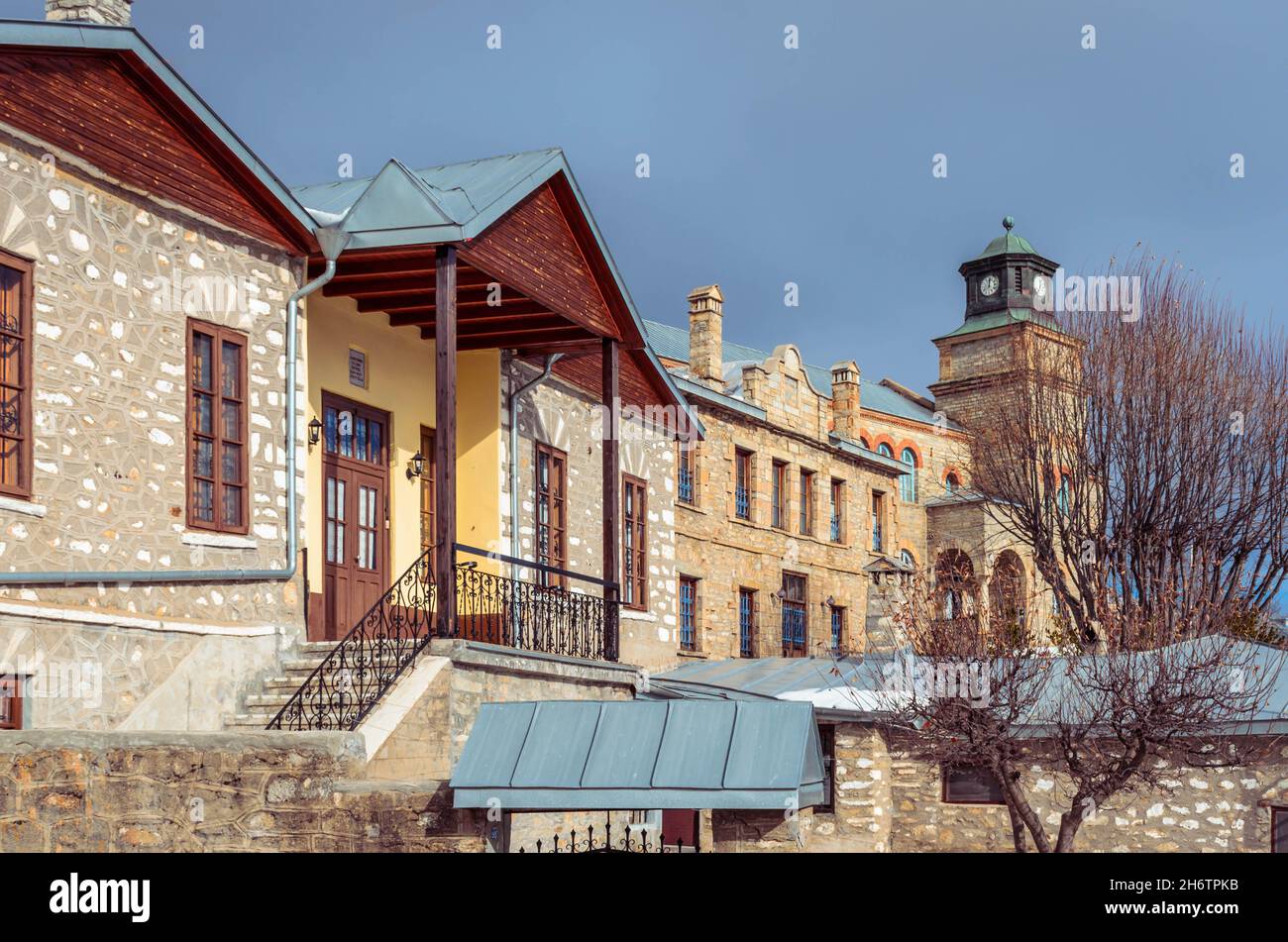 Nymfisio, le village traditionnel de Mount Vernon, près de Florina et l'un des villages les plus pittoresques de Grèce. Banque D'Images