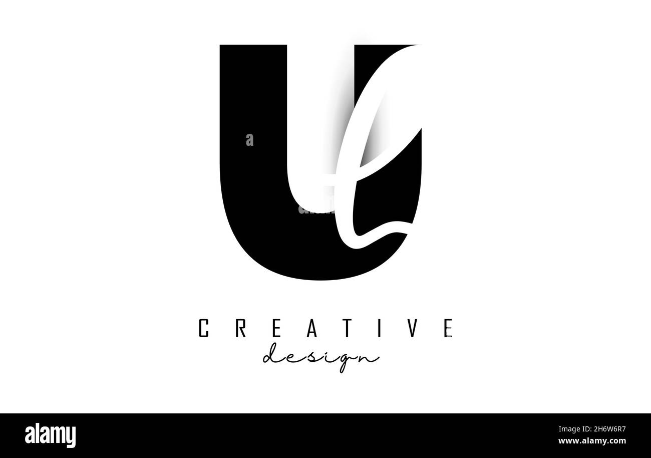 Lettres logo UL avec un design minimaliste.Lettres U et L avec typographie géométrique et manuscrite.Illustration vectorielle créative avec lettres. Illustration de Vecteur