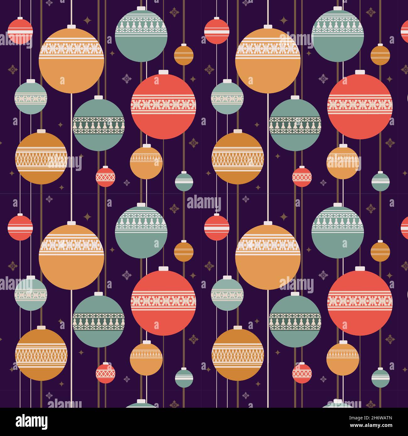 Motif vectoriel sans coutures avec Noël joyeux et Bonne Année.Boules de Noël.Arrière-plan des fêtes illustration design répéter ornement. Illustration de Vecteur
