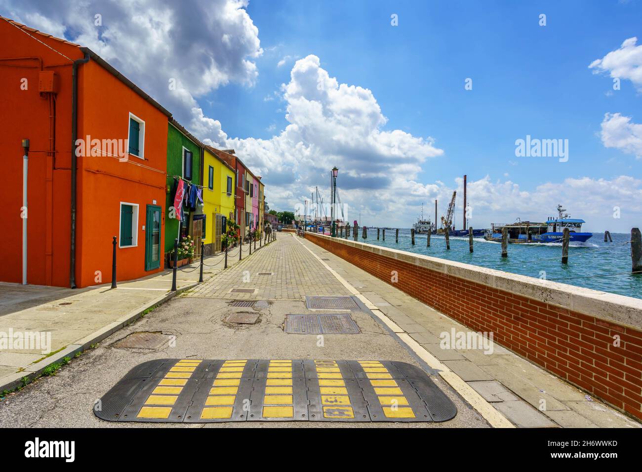 Vue sur l'île de Pellestrina (Venise) Banque D'Images