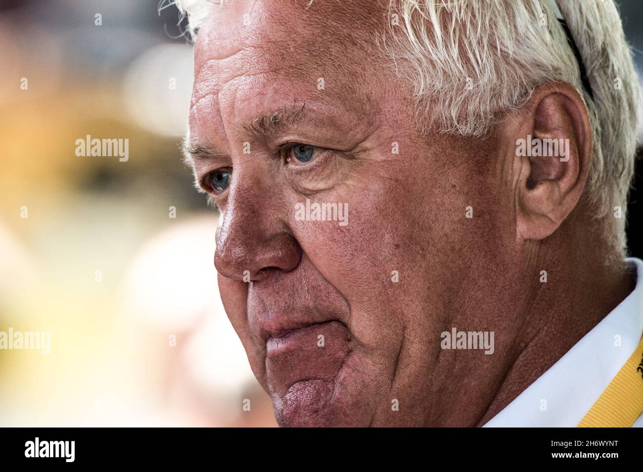 06.07.2015 Huy, Belgique.Patrick Lefevere devant la scène 3 du Tour de France d'Anvers 2015 à Huy. Banque D'Images