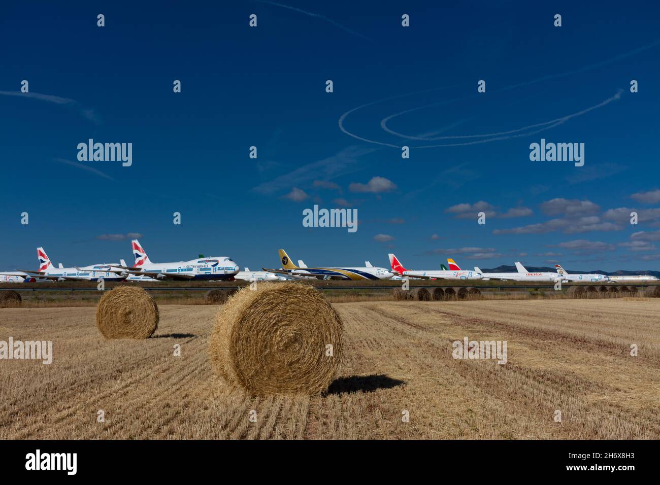 Caude, Teruel, Espagne.13 juillet 2021 - Aérodrome de Teruel le plus grand centre d'entretien, de stockage et de recyclage d'avions en Europe.Balles Banque D'Images