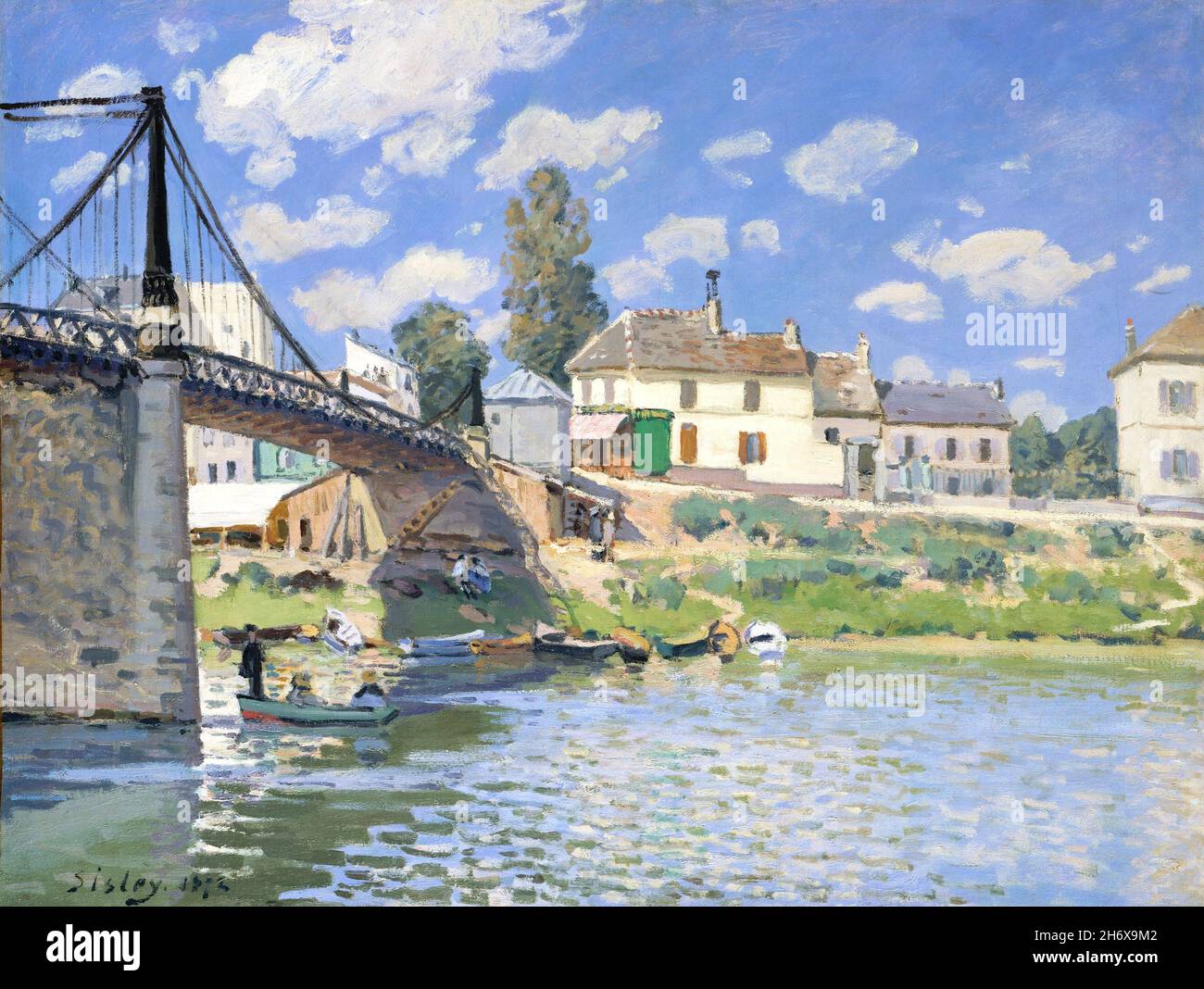Le pont de Villeneuve-la-Garenne par Alfred Sisley (1839-1899), huile sur toile, 1872 Banque D'Images
