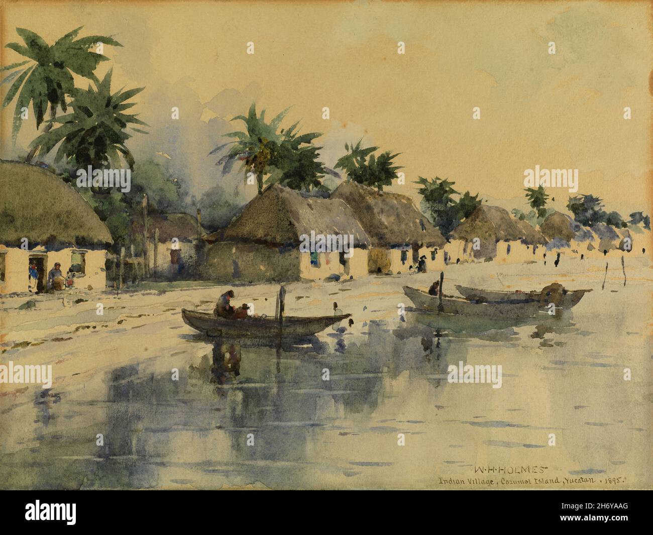 Village indien, île Cozumel, Yucatan, Mexique, aquarelle de William Henry Holmes Banque D'Images