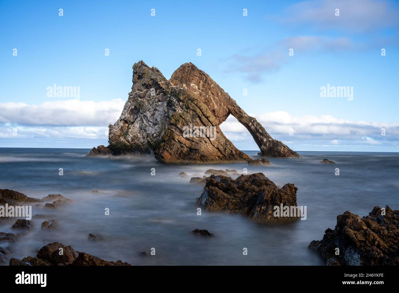 Bow Fiddle Rock, Moray Firth, Moray, Écosse, Royaume-Uni, Europe Banque D'Images