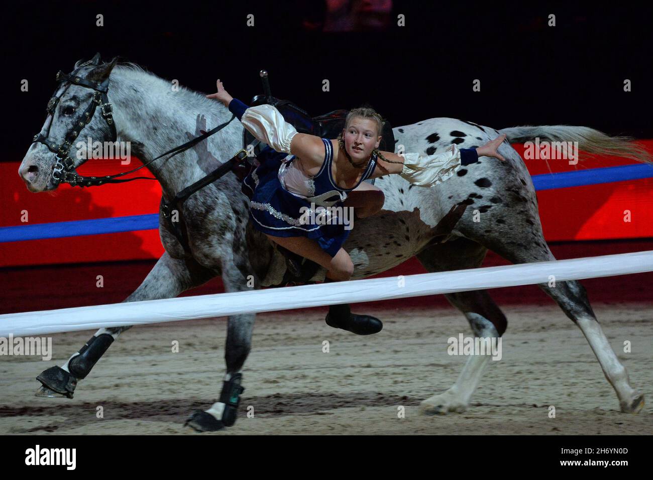 Prague, République tchèque.18 novembre 2021.Cérémonie d'ouverture lors des éliminatoires de la finale de Prague des champions mondiaux 2021 à Prague en République tchèque.Sur la photo, l'équitation est un art spécifique de l'équitation originaire de cheval de Troie stable.(Credit image: © Slavek Ruta/ZUMA Press Wire) Banque D'Images