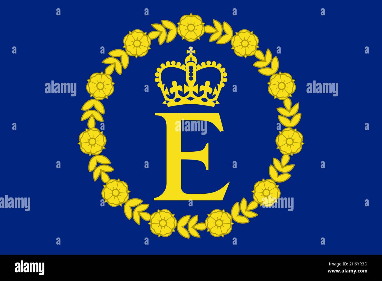 Vue de dessus du drapeau de la reine Elizabeth II . drapeau du royaume-uni de Grande-Bretagne, Angleterre. Pas de mât, conception d'avion, mise en page.Arrière-plan drapeau Banque D'Images