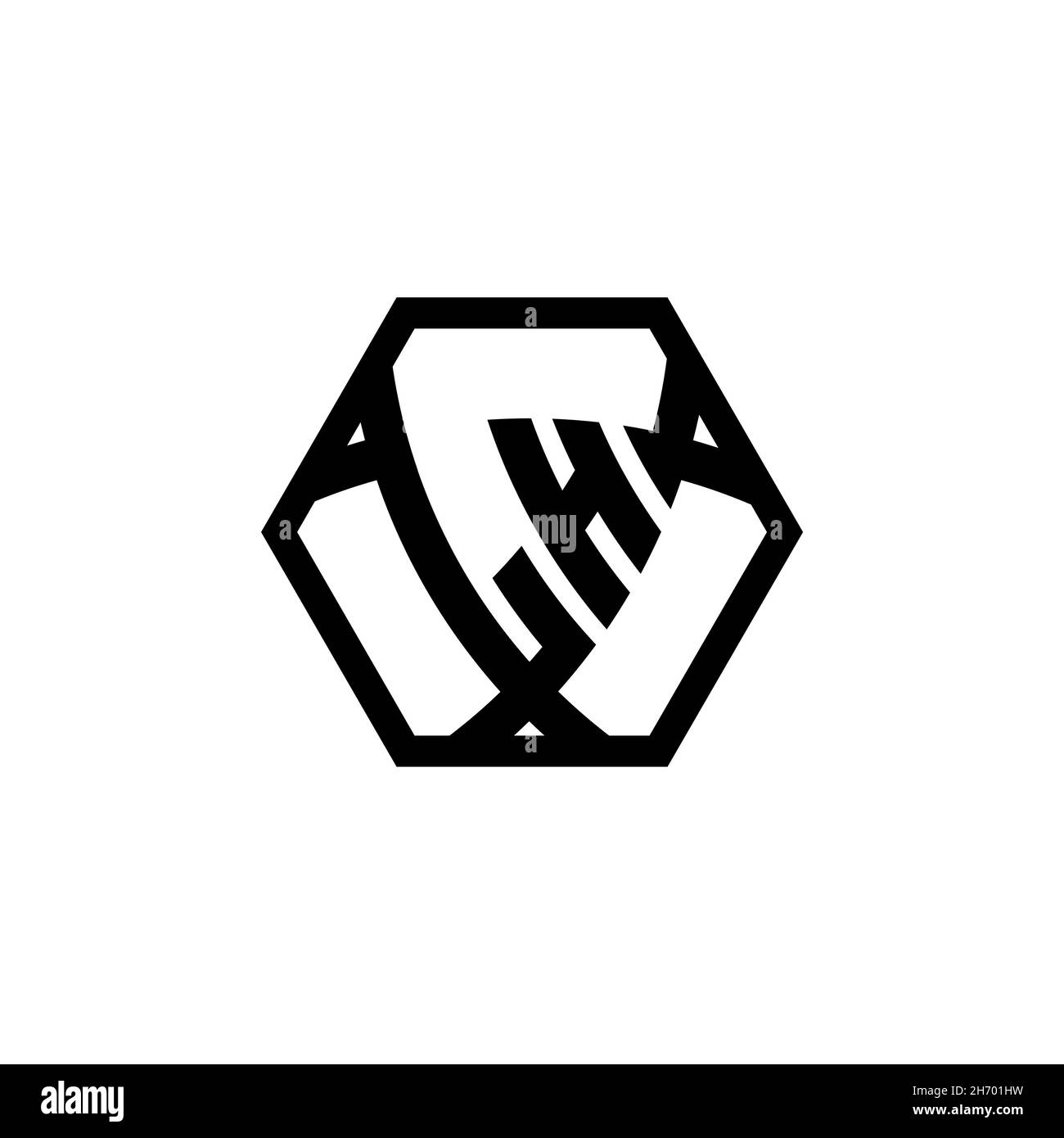 Lettre du logo du monogramme gauche avec forme de triangle arrondie hexagonale.Logo triangle monogramme, logo bouclier monogramme, lettre triangle bouclier. Illustration de Vecteur