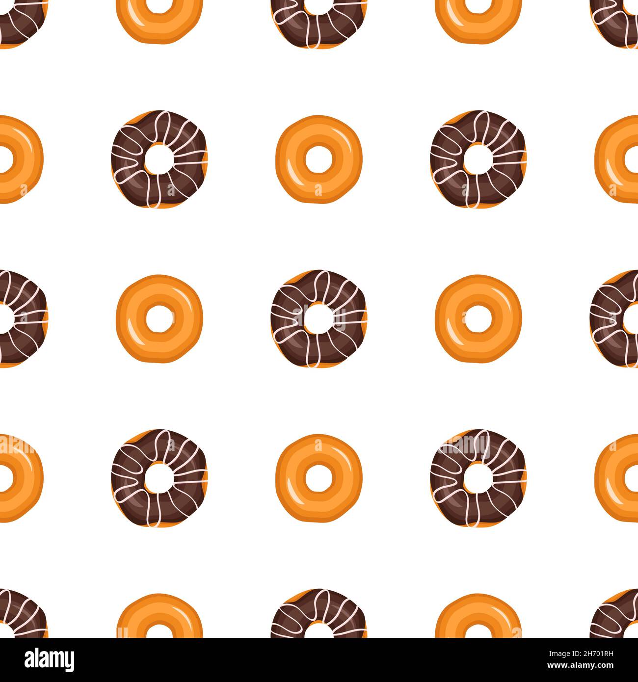 Motif sans couture à partir de beignets glacés.Imprimé de pâtisseries sucrées pour l'anniversaire, les vacances et la fête.Illustration vectorielle plate du dessert et de la nourriture Illustration de Vecteur