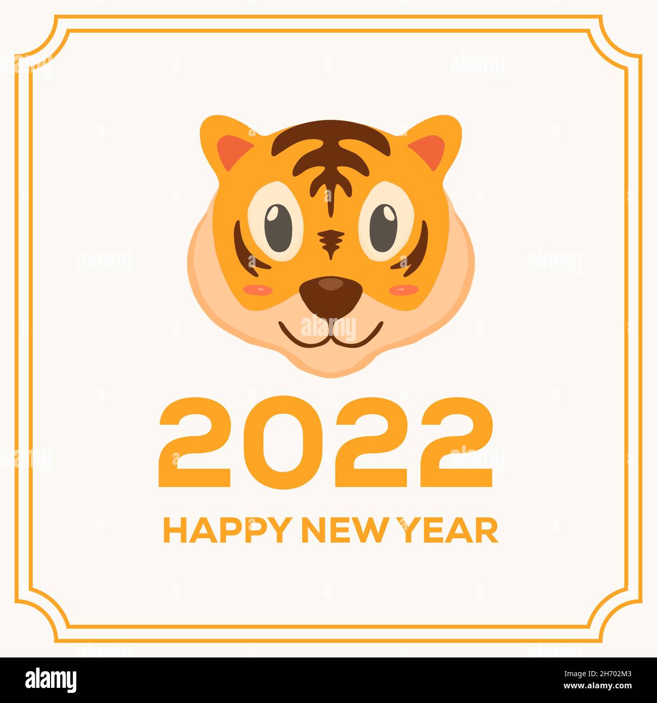 2022 année de tigre avec mignon dessin illustration vecteur. nouvel an chinois, bonne année 2022 Illustration de Vecteur