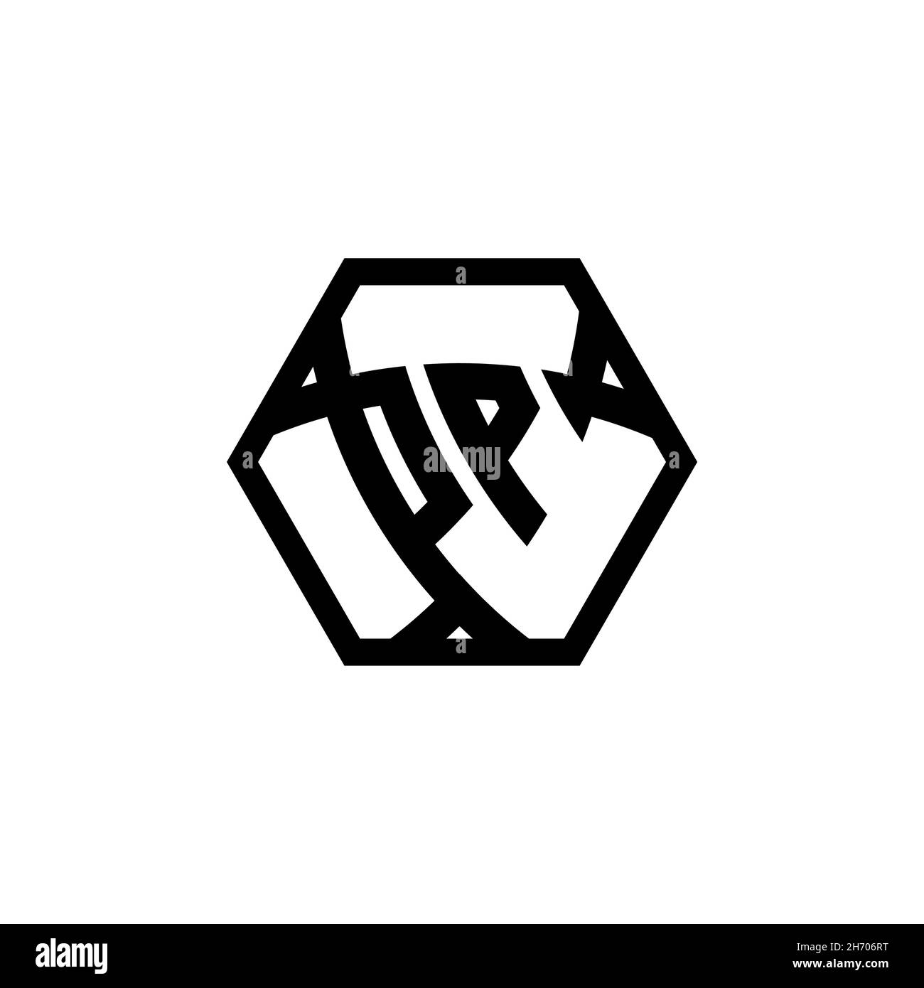 Lettre du logo monogramme en PP avec collerette triangulaire arrondie hexagonale.Logo triangle monogramme, logo bouclier monogramme, lettre triangle bouclier. Illustration de Vecteur