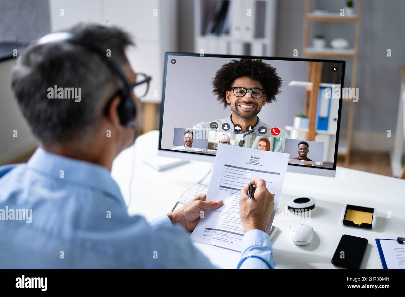 Webcast sur les entretiens d'embauche virtuels à l'aide de la vidéoconférence en ligne Banque D'Images