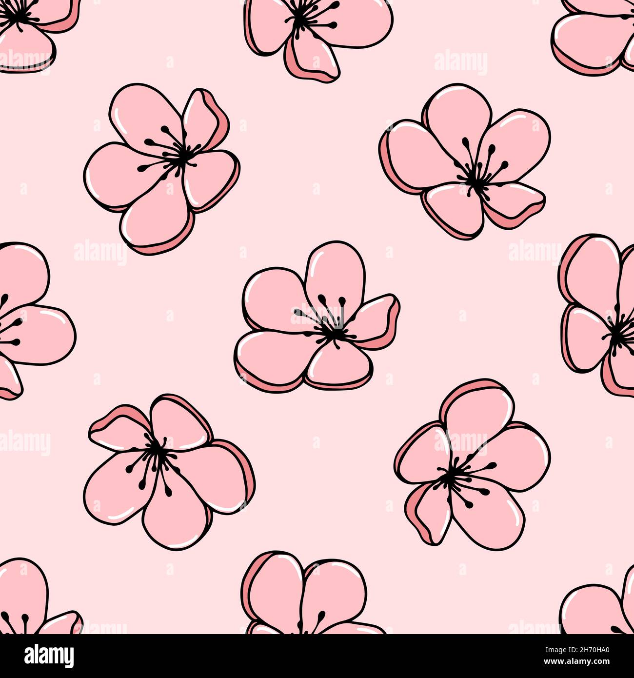 Motif fleuri sans couture dans des tons pastel.Croquis vectoriel de fleurs de jasmin ou de magnolia.Idéal pour le tissu, le papier peint, le papier d'emballage, la conception de surface, l'invitation de mariage. Illustration de Vecteur
