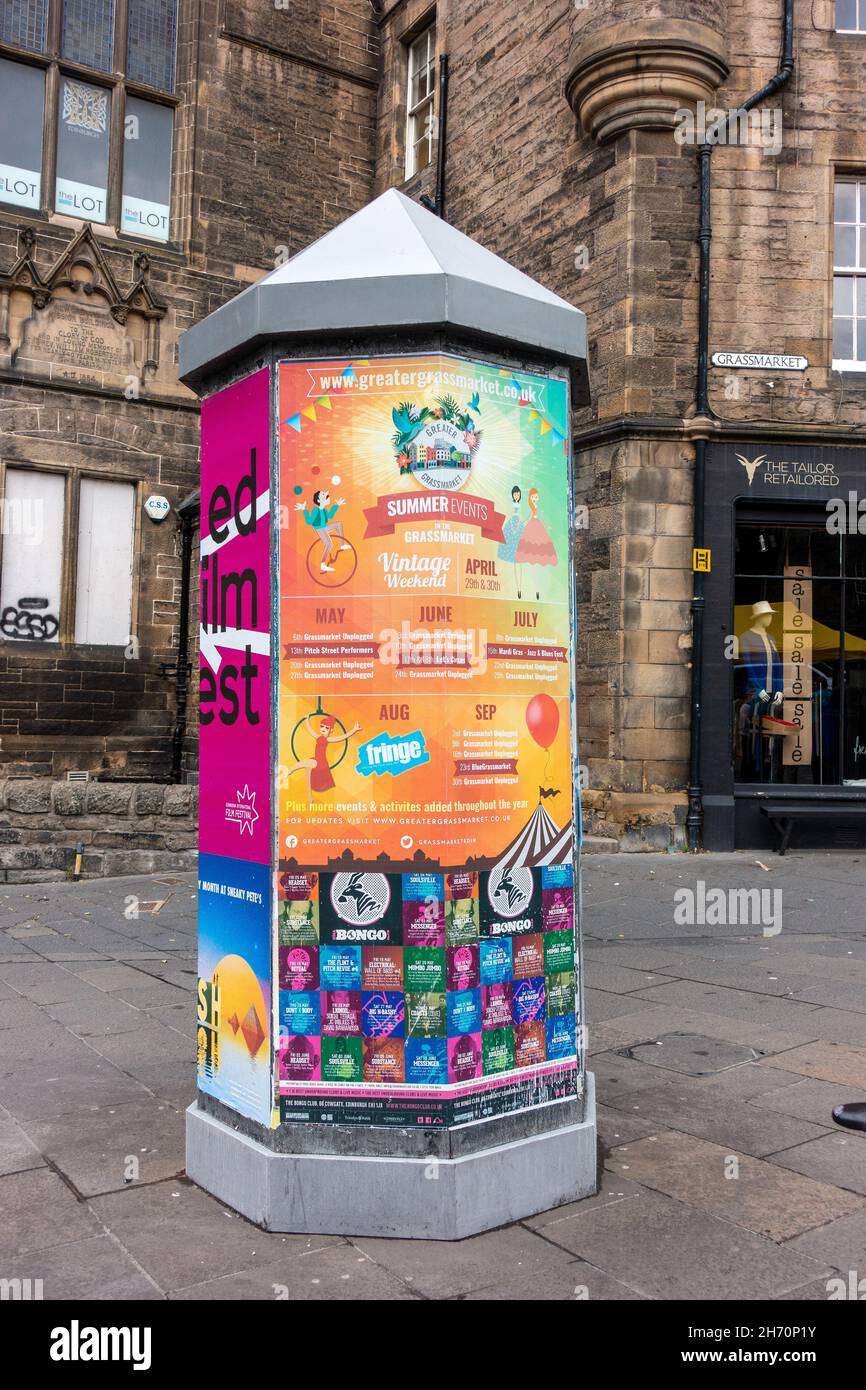 Morris Column Sign Board Street Panneaux de signalisation à Grassmarket Édimbourg Banque D'Images