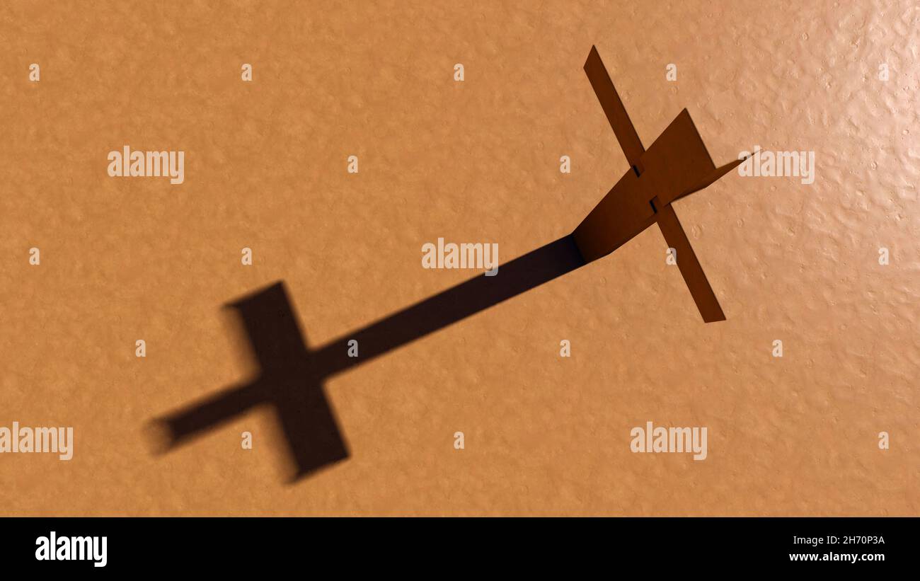 Concept ou concept argile chrétienne croix sur un fond argileux. métaphore de l'illustration 3d pour Dieu, Christ, Christianisme, religieux, foi, saint, spi Banque D'Images