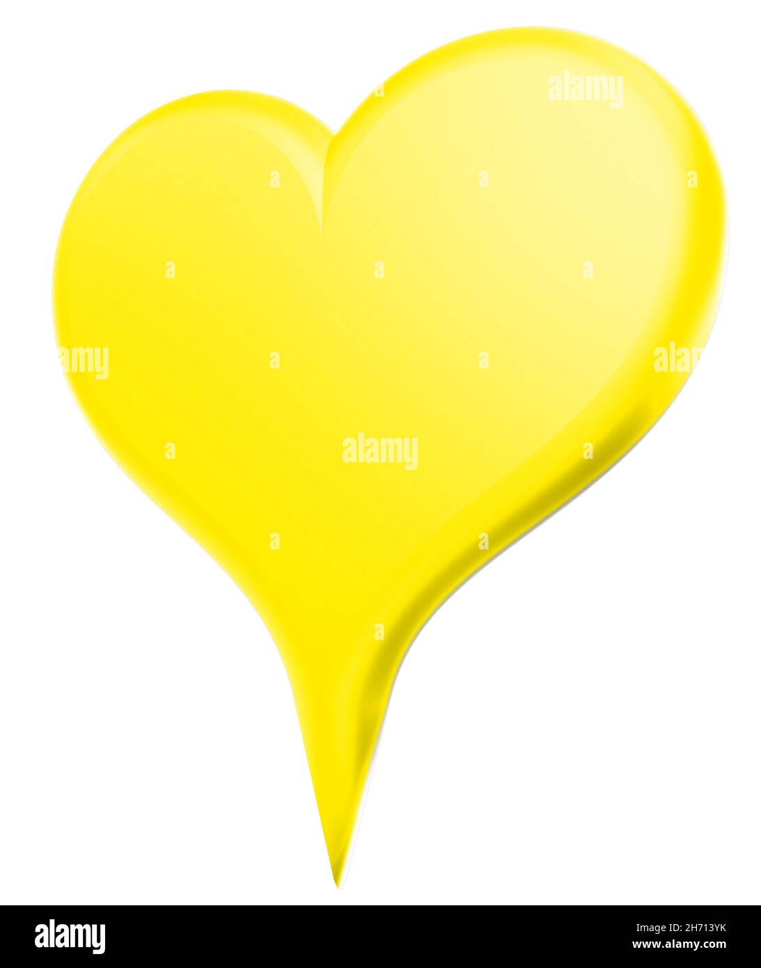Forme du cœur - icône de symbole jaune brillant - rendu 3d Banque D'Images