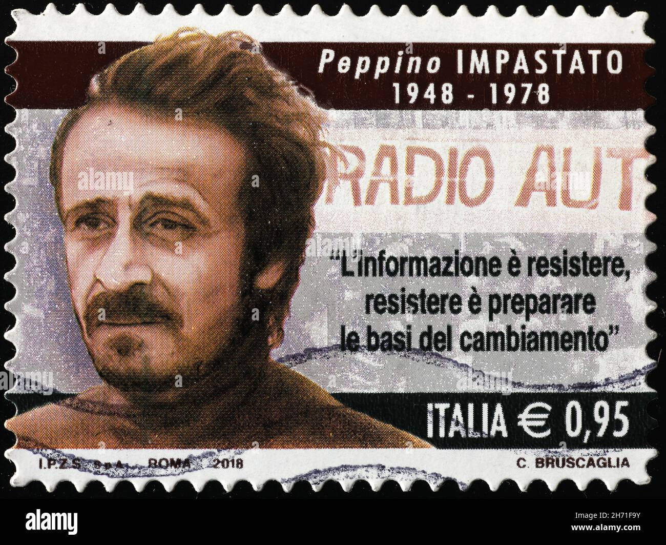 L'activiste Peppino Impastato sur le timbre-poste italien Banque D'Images