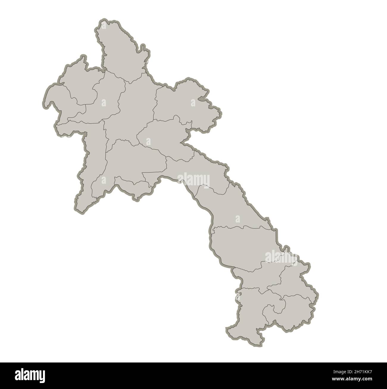Carte du Laos, régions individuelles, vierge Banque D'Images