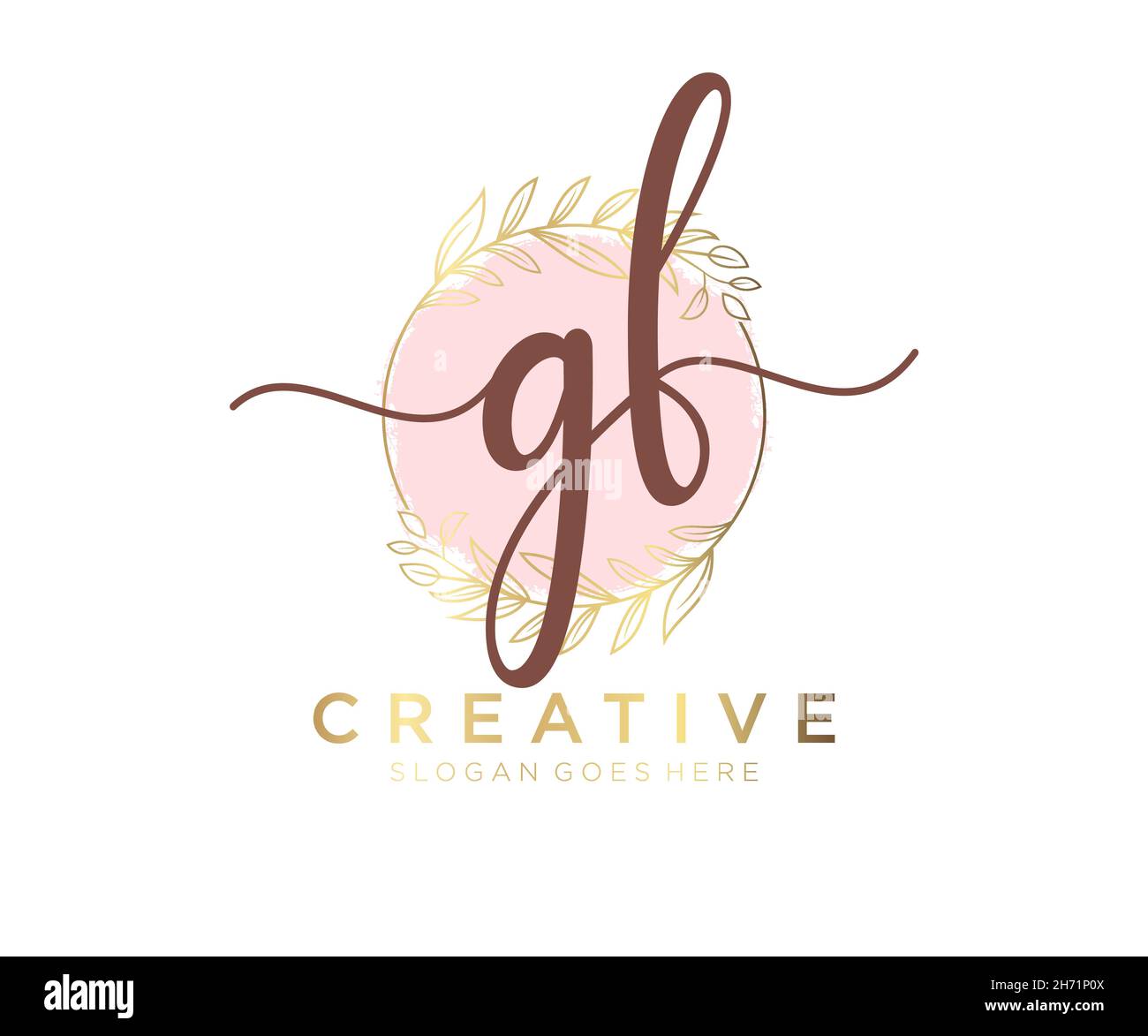 Logo GF féminin.Utilisable pour les logos nature, salon, Spa, cosmétique et Beauté.Elément de modèle de logo Flat Vector. Illustration de Vecteur