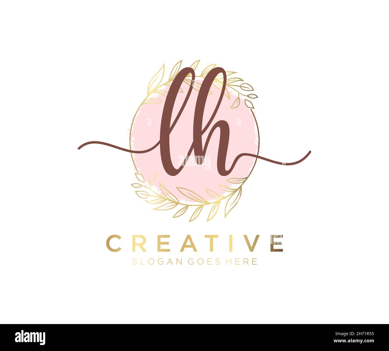 Logo LH féminin.Utilisable pour les logos nature, salon, Spa, cosmétique et Beauté.Elément de modèle de logo Flat Vector. Illustration de Vecteur