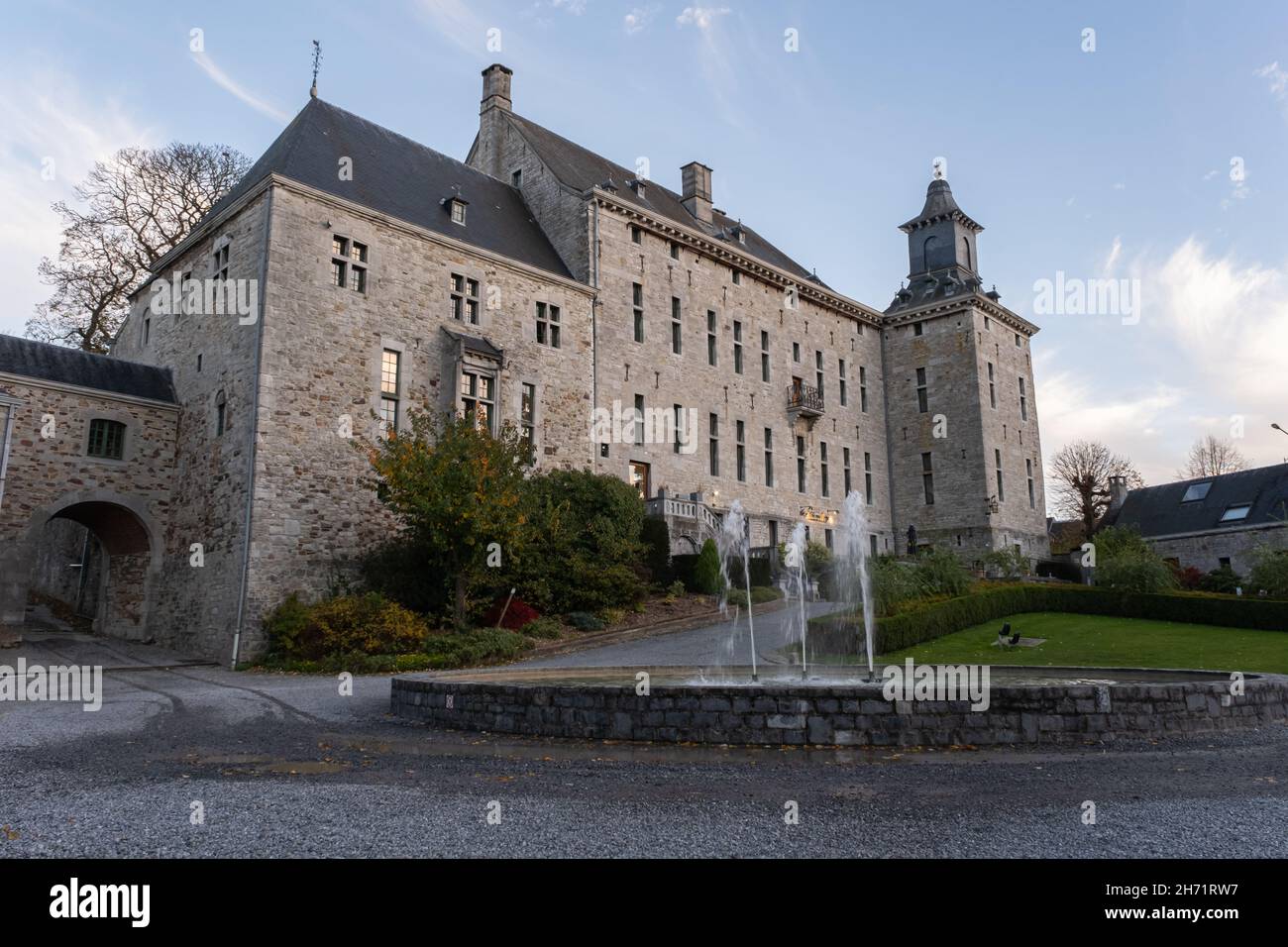 Harze, Belgique - 1er novembre 2021 : ce château, pendant la bataille des Ardennes, abritait le quartier général du général Matthew B. Ridgway.Liège Pro Banque D'Images