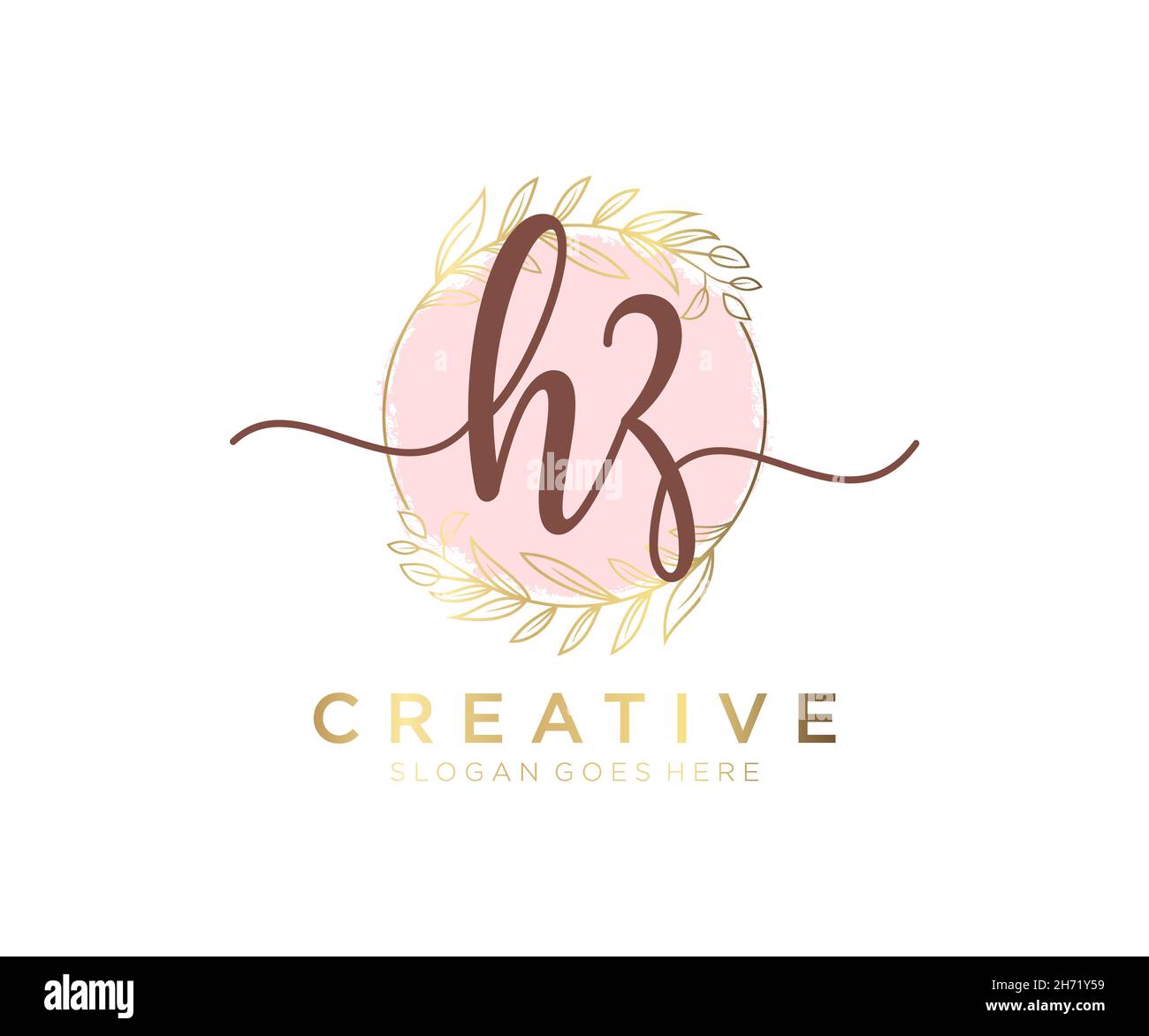 LOGO HZ féminin.Utilisable pour les logos nature, salon, Spa, cosmétique et Beauté.Elément de modèle de logo Flat Vector. Illustration de Vecteur