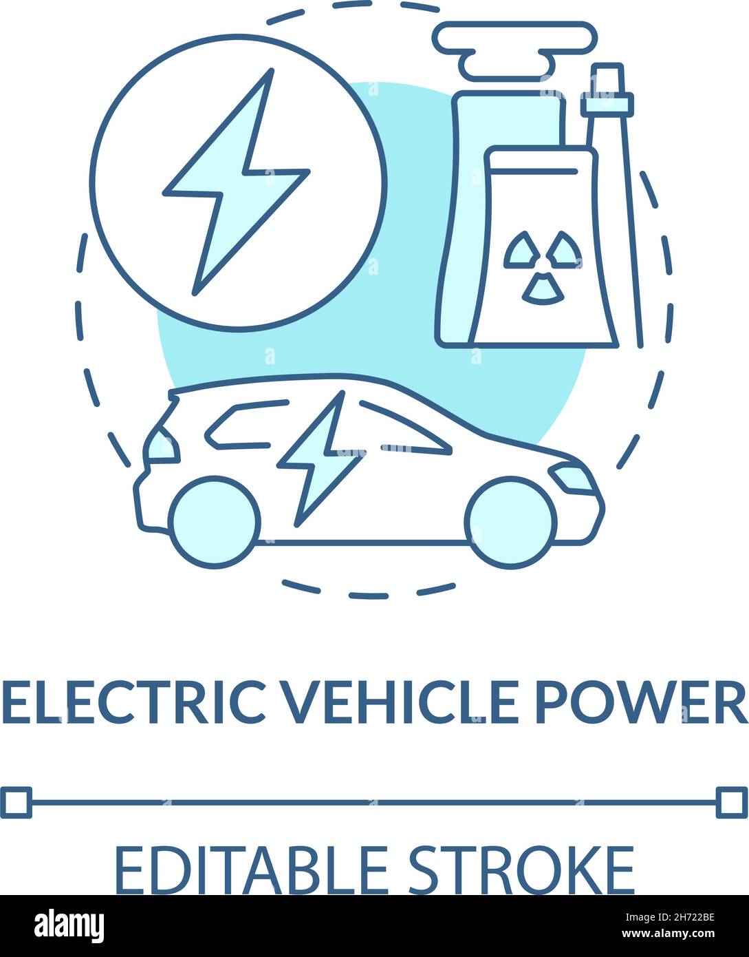 Icône de concept bleu d'alimentation de véhicule électrique Illustration de Vecteur