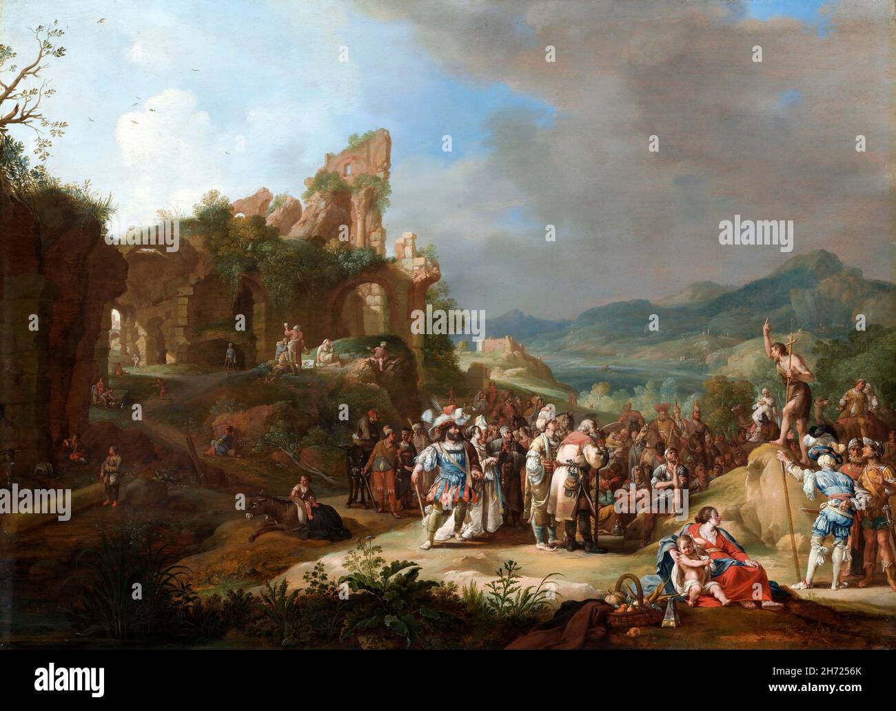 La prédication de Jean-Baptiste par Bartholomeus Breenbergh (c.1598-c.1657), huile sur bois, 1634 Banque D'Images