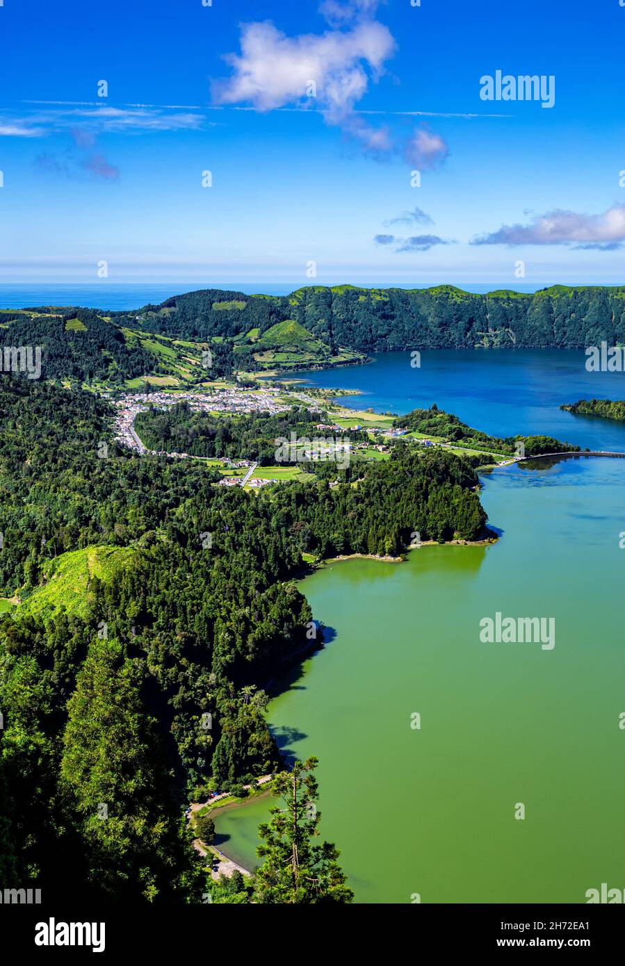 Lagoa das Sete Cidades, île de São Miguel, Açores, Açores, Portugal,Europe. Banque D'Images