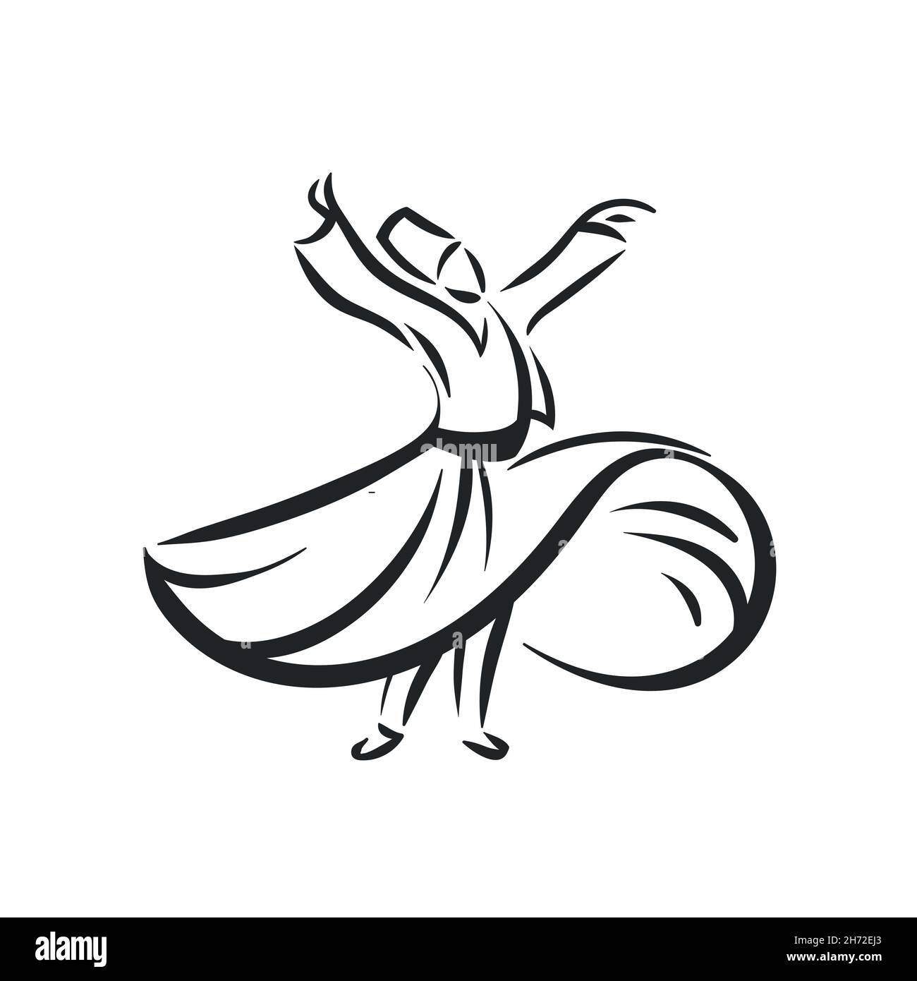 Dansant des sufi de Dervish islamique ethnique dans un tissu national Illustration de Vecteur