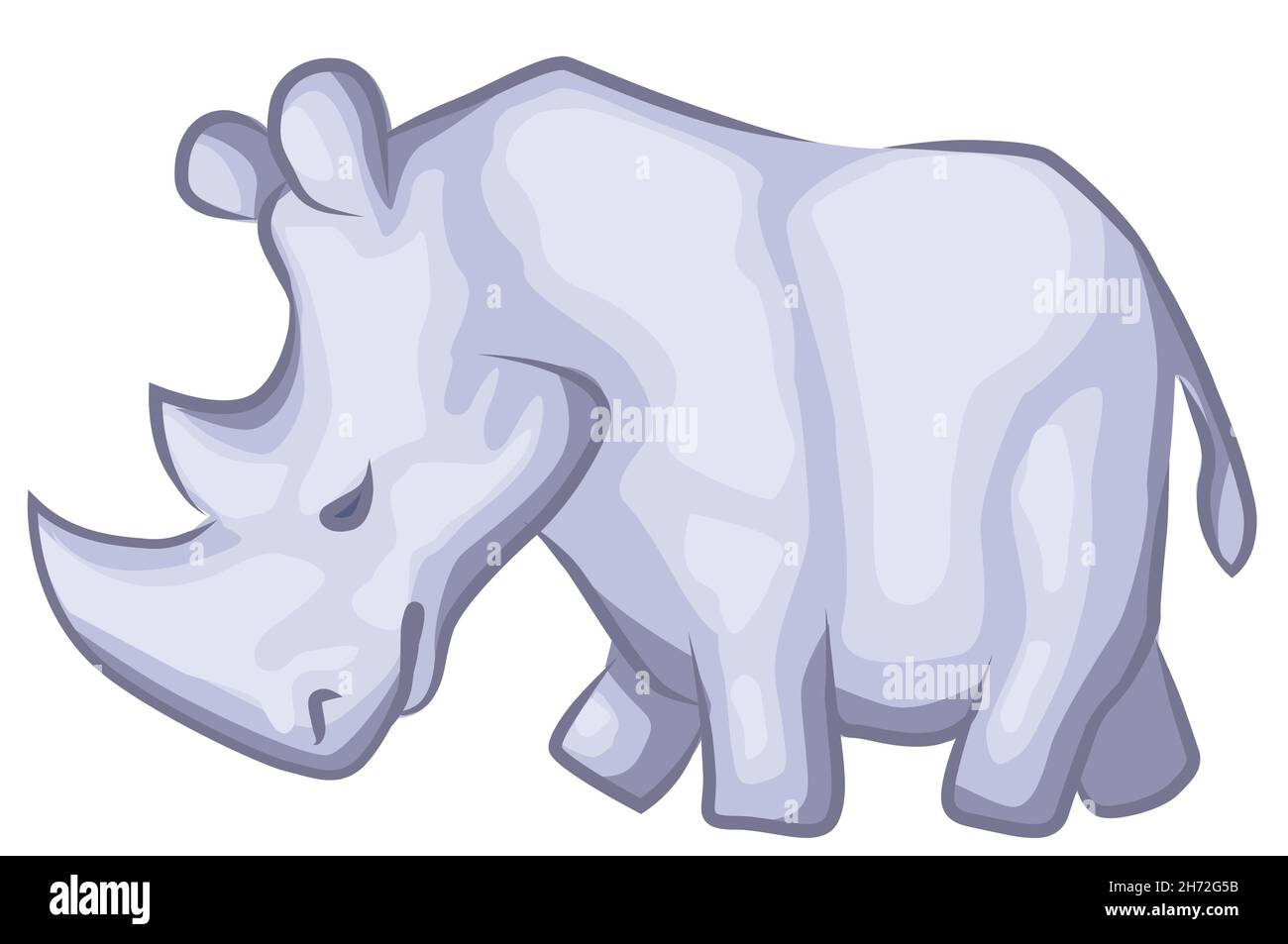 Élément de dessin de dessin animé de marche Rhino, vecteur isolé, horizontal Illustration de Vecteur