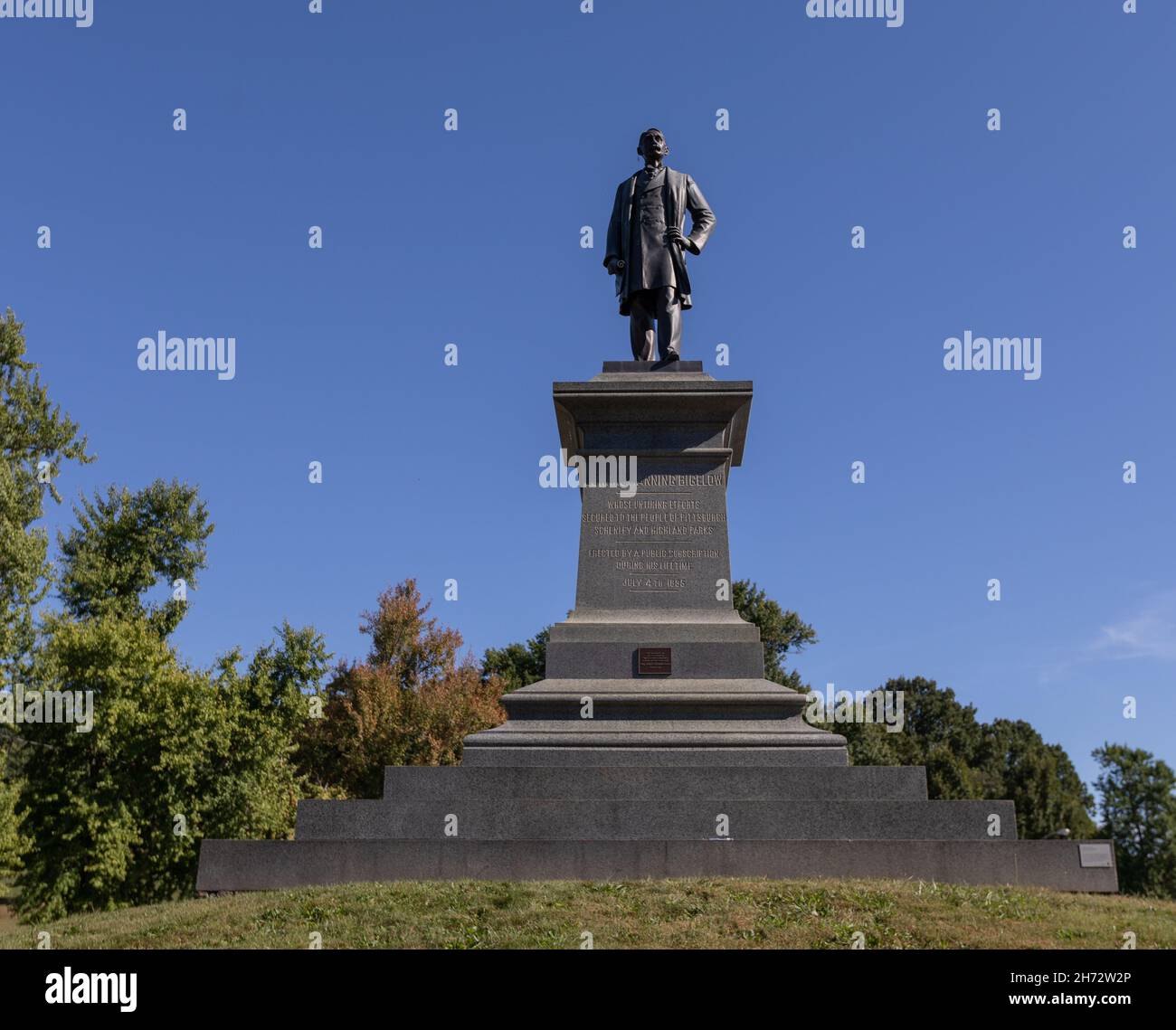 Monument Edward Manning Bigelow à Schenley Park, Pittsburgh.Il est également connu comme le « père des parcs de Pittsburgh », était un ingénieur de la ville américaine an Banque D'Images