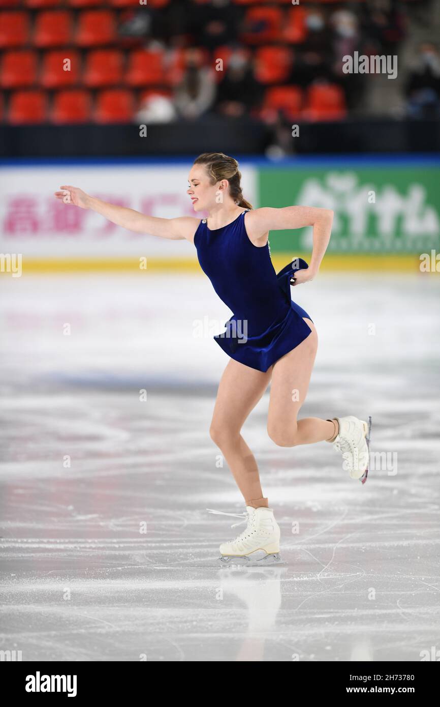Grenoble, France.19 novembre 2021.Mariah BELL, (USA) pendant le programme Dames Short, au Grand Prix de patinage artistique de l'UIP - internationaux de France, au complexe Polesud Ice-Rink, le 19 novembre 2021 à Grenoble, France.Credit: Raniero Corbelletti/AFLO/Alay Live News Credit: AFLO Co. Ltd./Alay Live News Banque D'Images