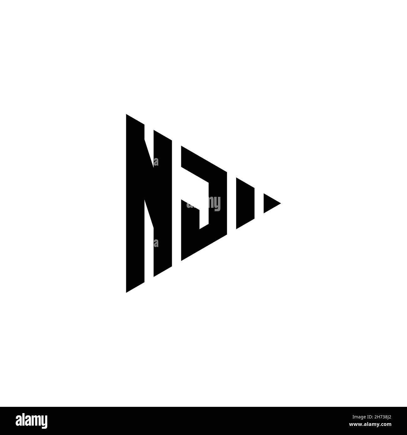 NJ Monogram logo lettre avec triangle jouer bouton style de forme sur fond isolé.Logo triangle monogramme, lettre triangle play logo. Illustration de Vecteur