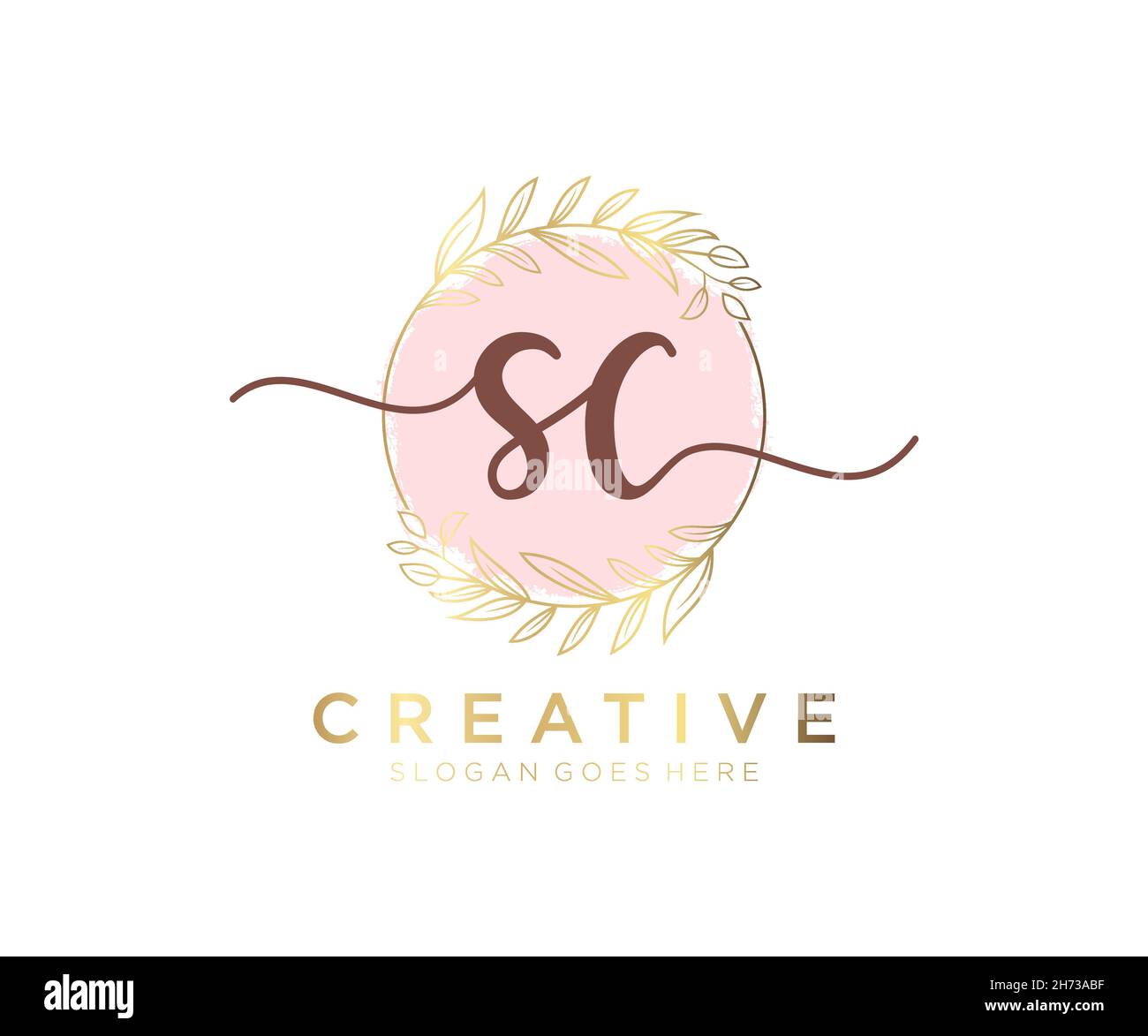 Logo SC féminin.Utilisable pour les logos nature, salon, Spa, cosmétique et Beauté.Elément de modèle de logo Flat Vector. Illustration de Vecteur
