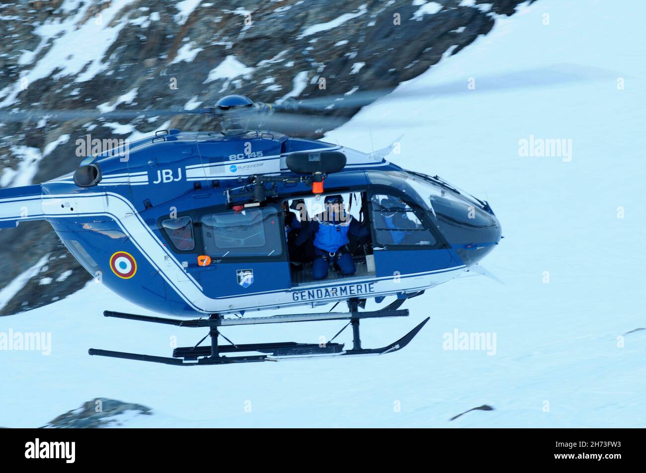 FRANCE, HAUTES-ALPES (05), PARC NATIONALE DES ECRINS, LA GRAVE, PGHM BRIANÇON HÉLICOPTÈRE DE SAUVETAGE EN MONTAGNE Banque D'Images