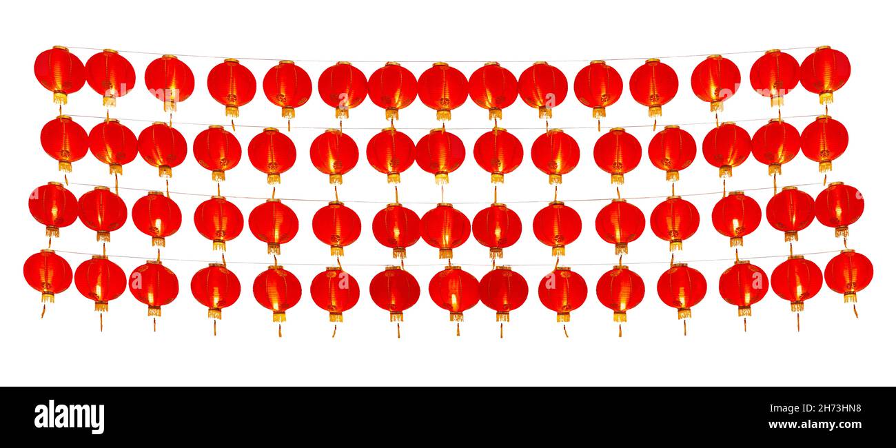 Lanternes du nouvel an chinois pour la célébration sur fond blanc. Banque D'Images