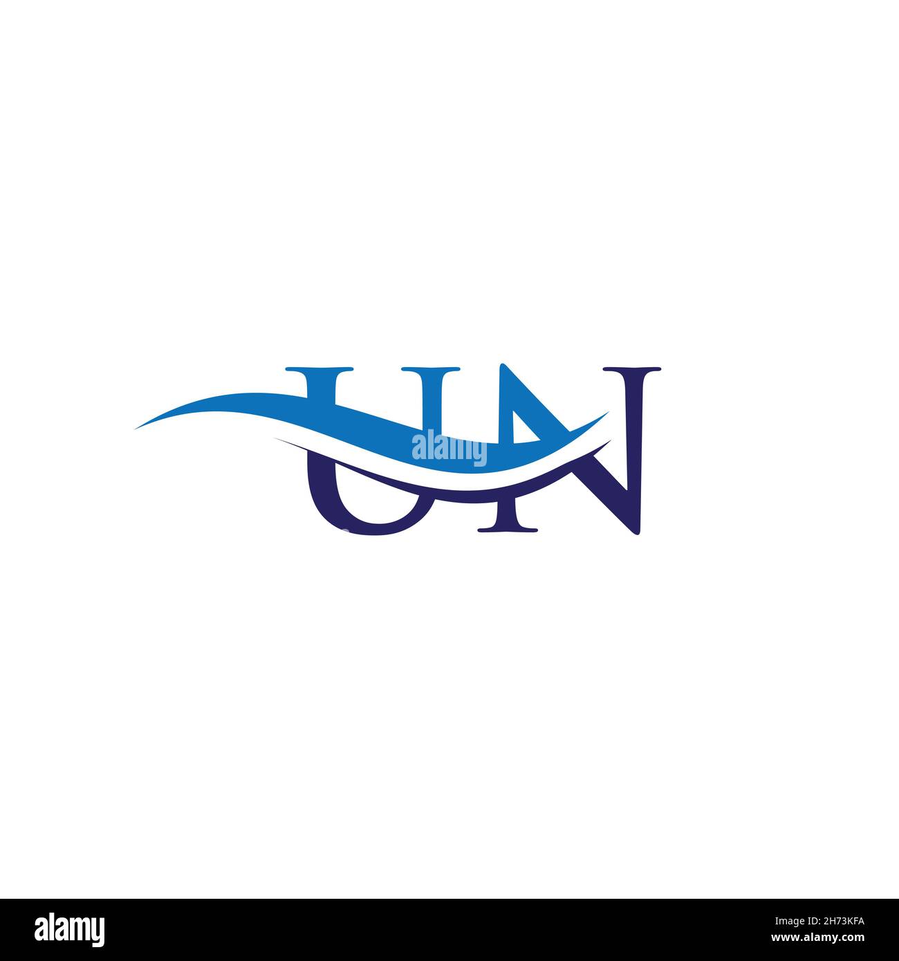 Modèle de vecteur de logo lié à une lettre de l'ONU initiale.Logo Swoosh de la lettre TN.Un vecteur de conception de logo Illustration de Vecteur