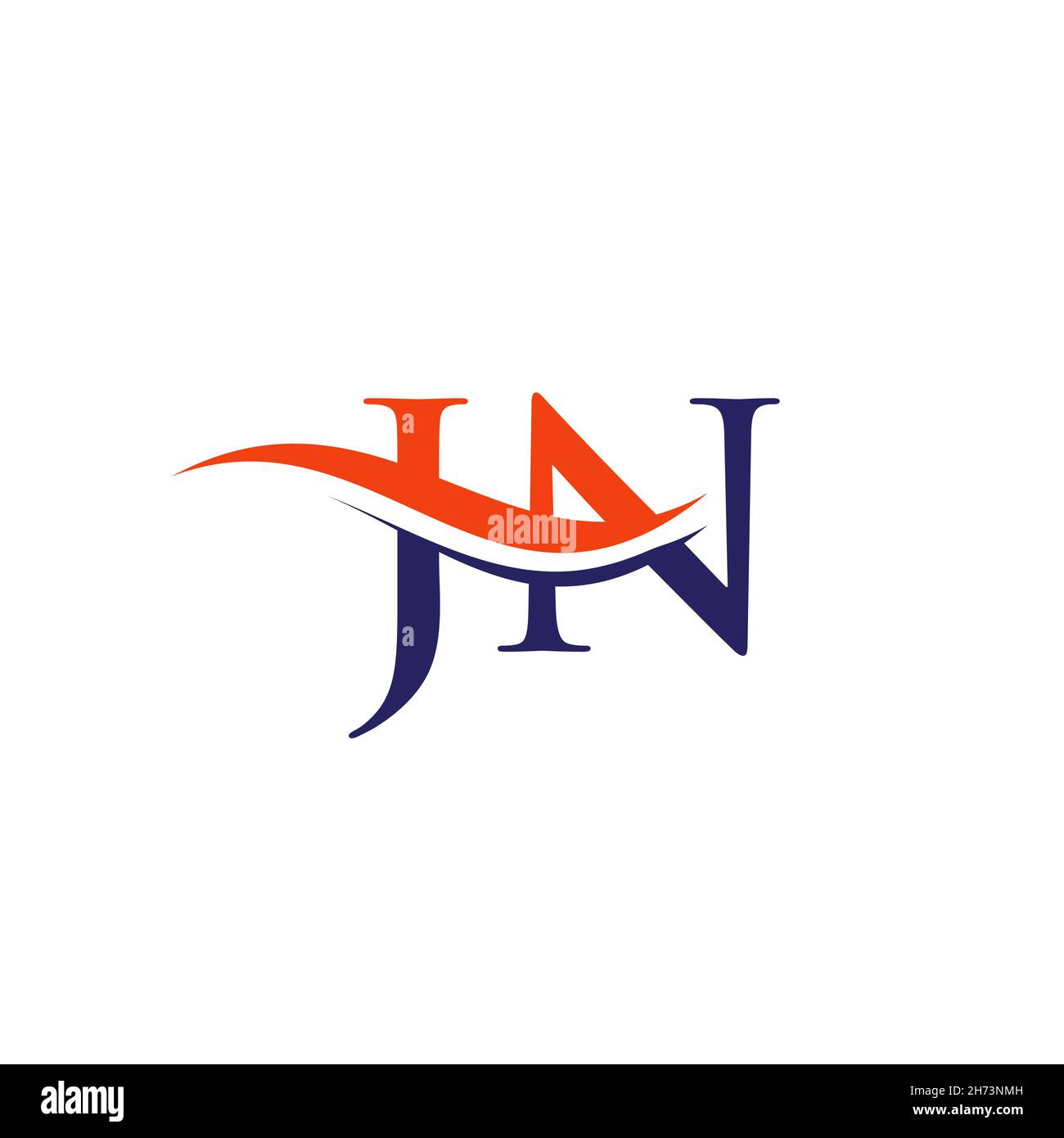 Modèle de vecteur de logo lié à une lettre JN initiale.Logo Swoosh lettre JN.LOGO JN vecteur Illustration de Vecteur