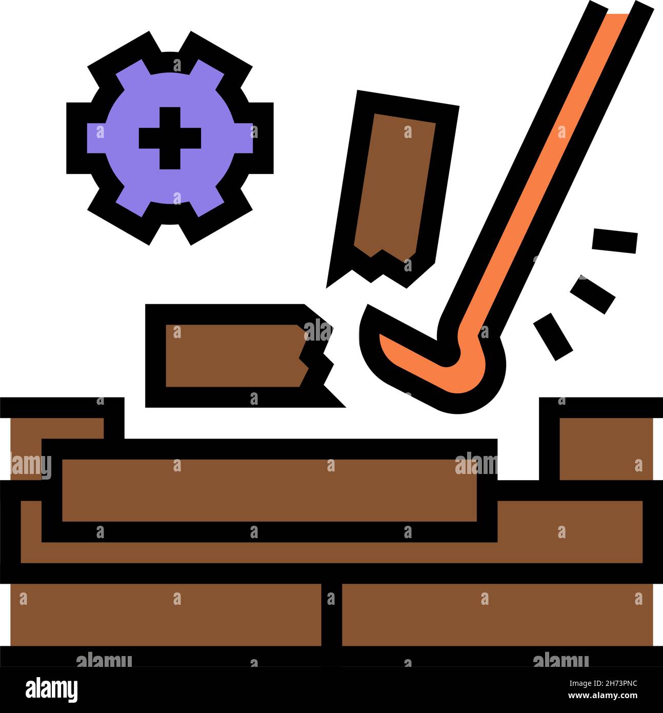 illustration vectorielle d'icône de couleur de démontage de plancher en bois Illustration de Vecteur