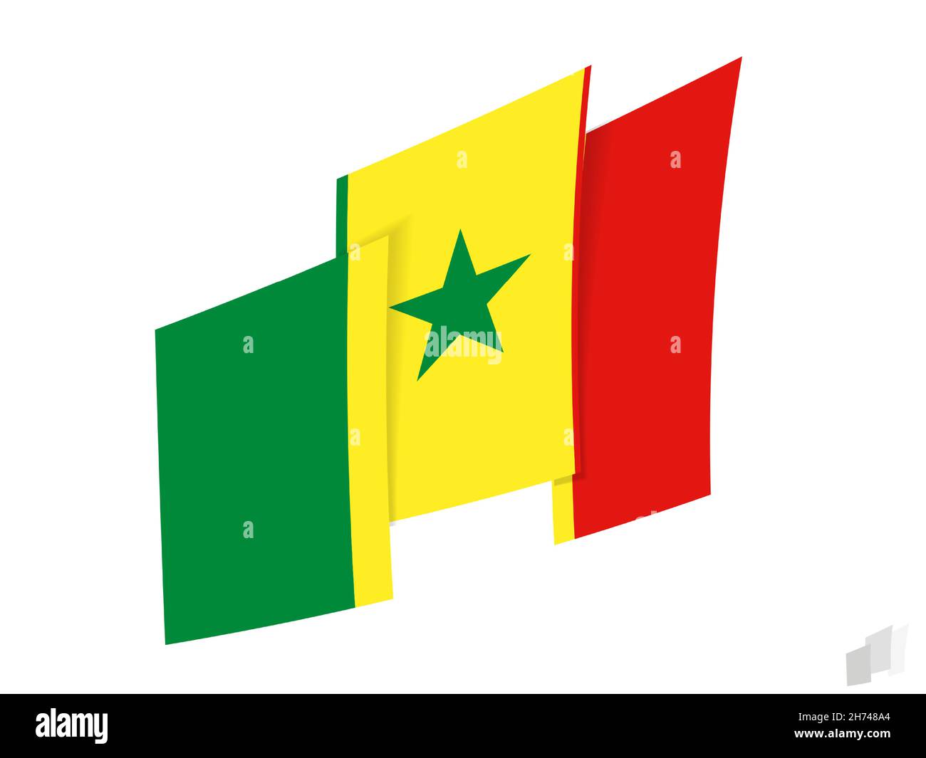 Drapeau du Sénégal dans un motif abstrait déchiré.Design moderne du drapeau du Sénégal.Icône vecteur. Illustration de Vecteur
