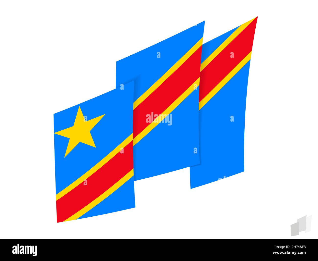 Drapeau du Congo dans un motif abstrait déchiré.Design moderne du drapeau de la RD Congo.Icône vecteur. Illustration de Vecteur