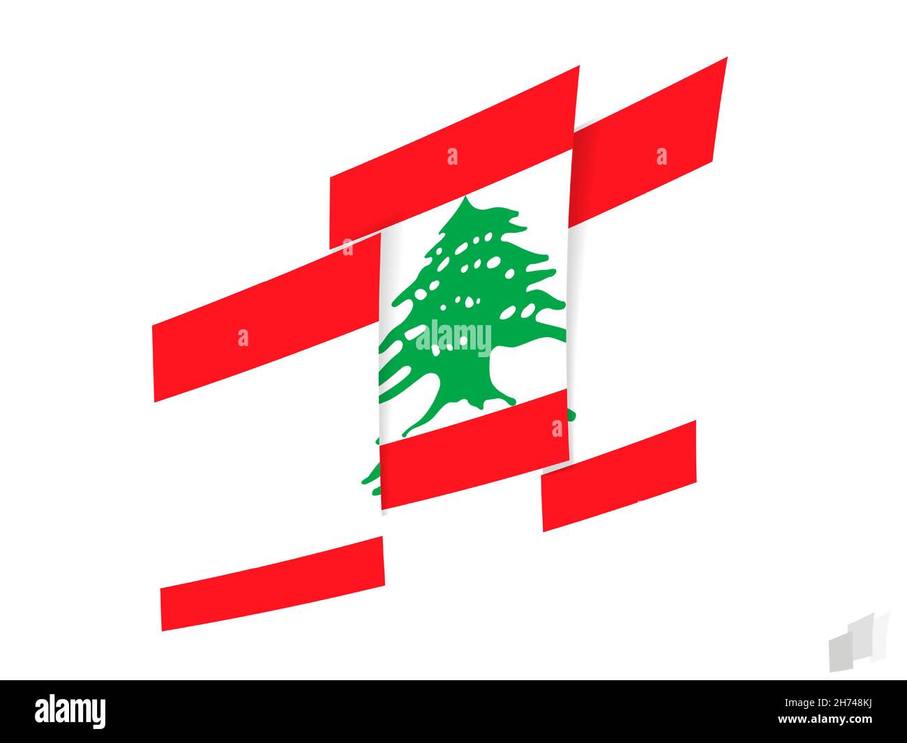 Drapeau libanais dans un motif abstrait déchiré.Design moderne du drapeau libanais.Icône vecteur. Illustration de Vecteur