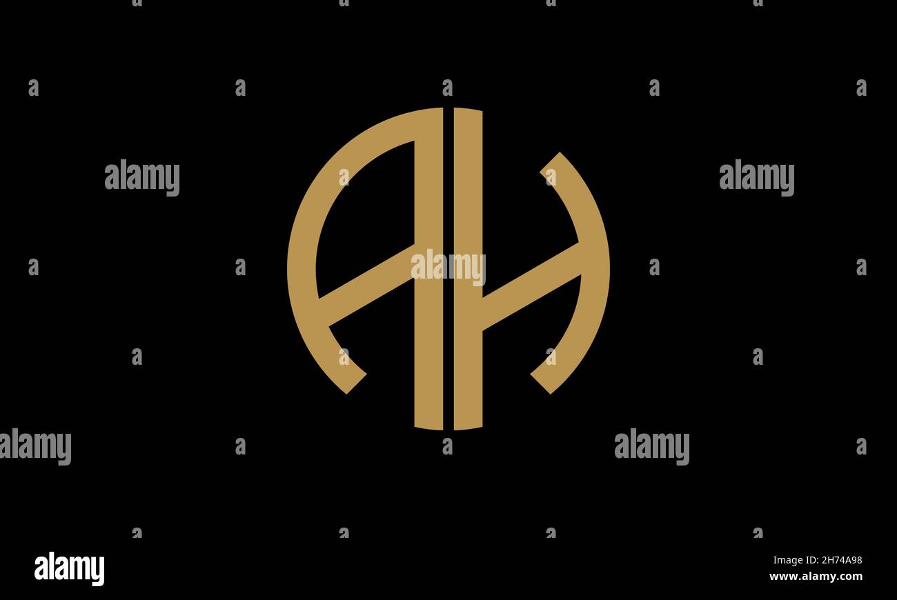 Lettre AH ou HA illustration monogramme modèle de logo vectoriel en forme ronde Illustration de Vecteur