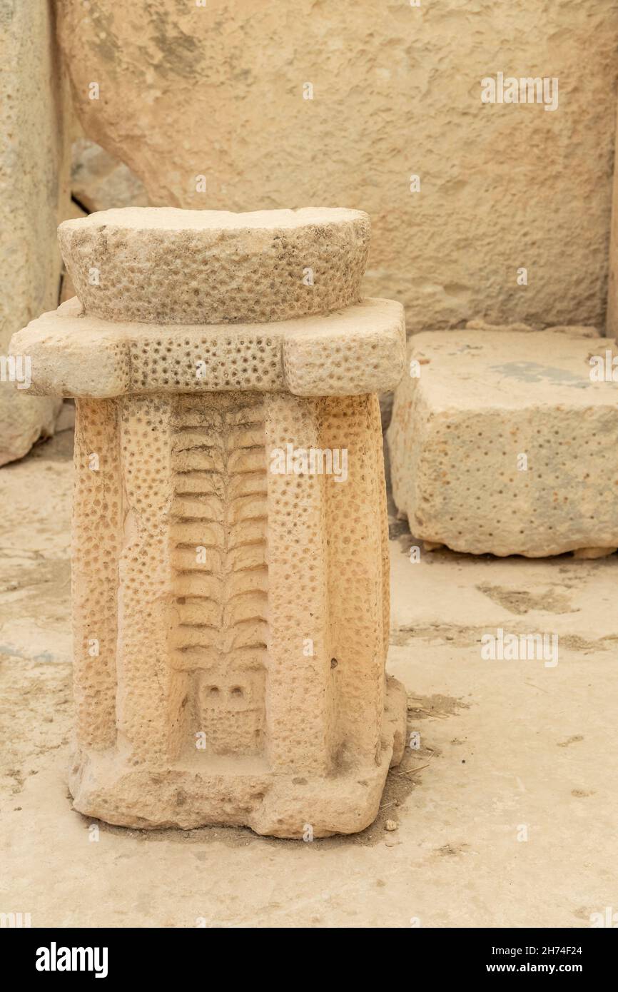 Les temples préhistoriques Ħaġar Qim mégalithique.Un site classé au patrimoine mondial de l'UNESCO à Qrendi, Malte, Europe Banque D'Images