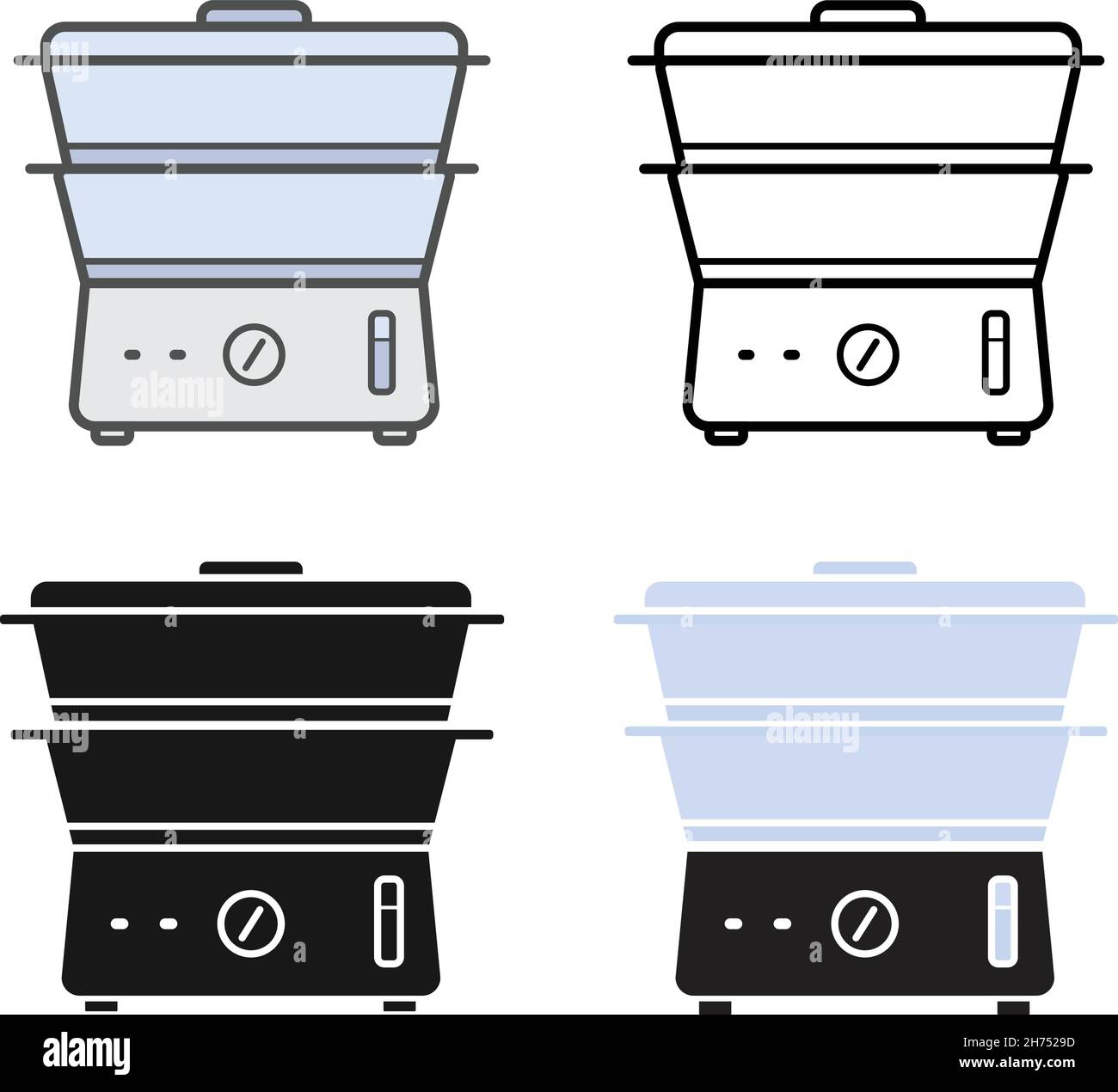 Icônes du cuiseur vapeur électrique de cuisine Illustration de Vecteur
