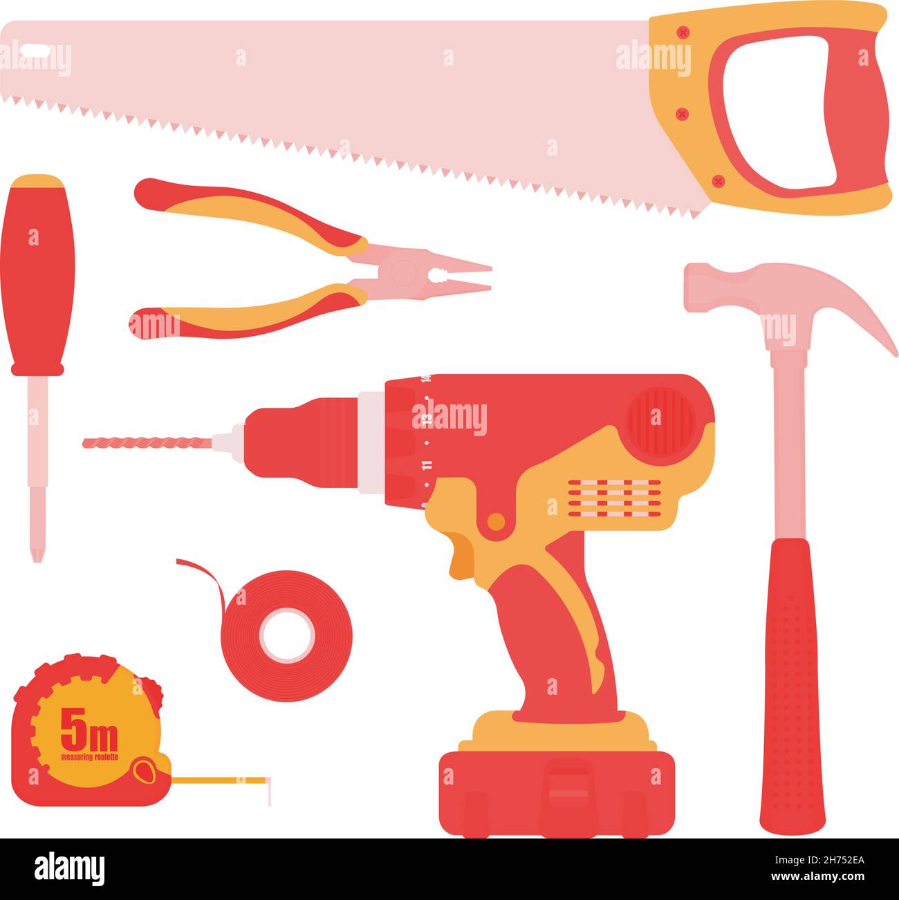 Jeu d'instruments d'outils de construction Illustration de Vecteur
