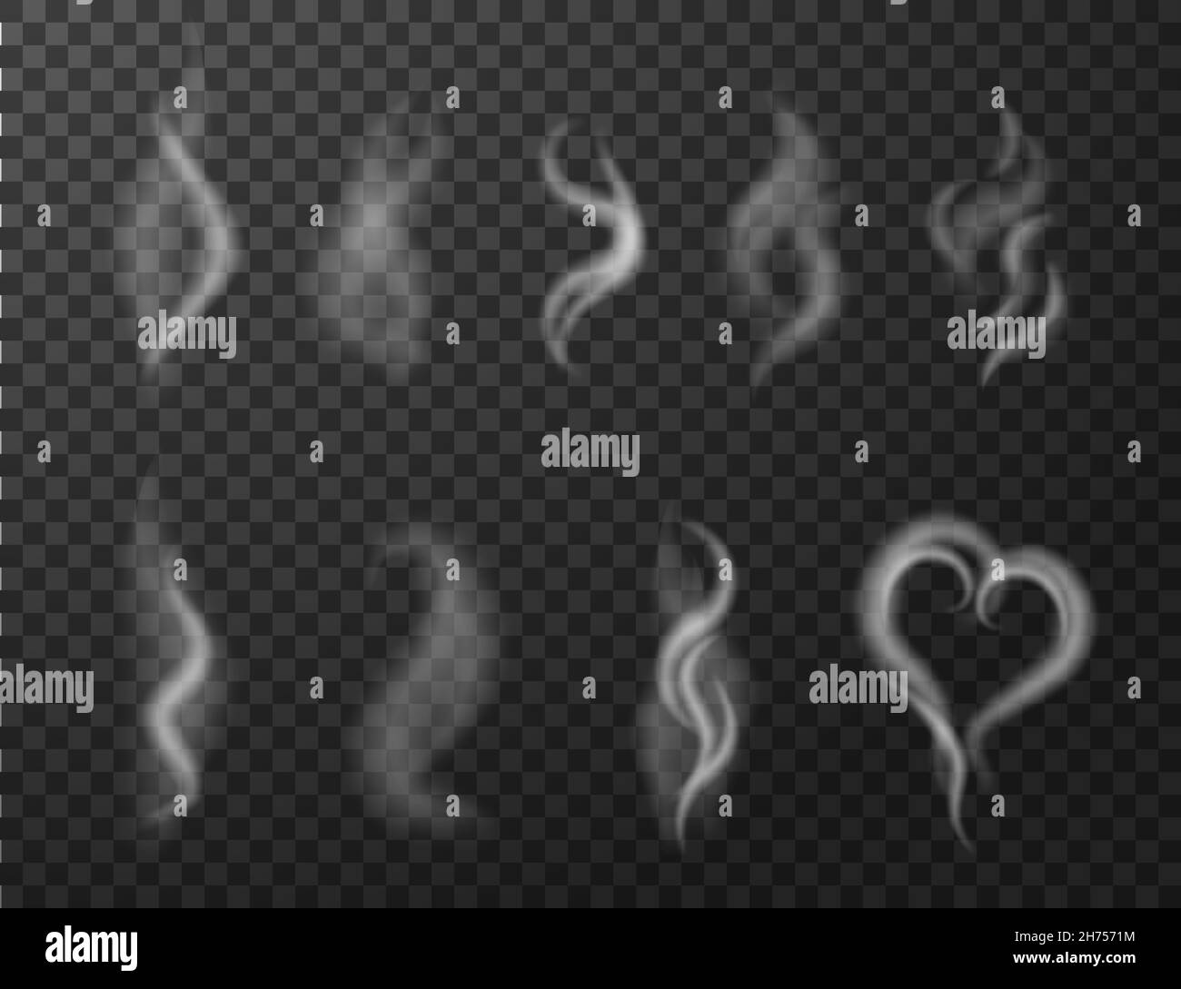 Fumée de café.Vapeur de thé.Débit d'onde de vapeur.Vecteur réaliste amour vapeur Illustration de Vecteur