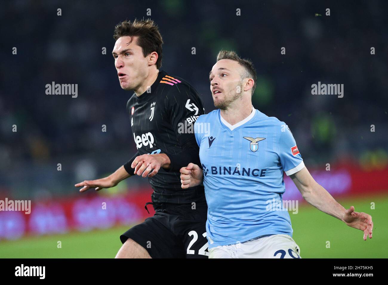 Federico Chiedturing le championnat italien Serie Un match de football entre SS Lazio et Juventus FC le 20 novembre 2021 au Stadio Olimpico à Rome, Italie - photo: Federico Proietti/DPPI/LiveMedia Banque D'Images